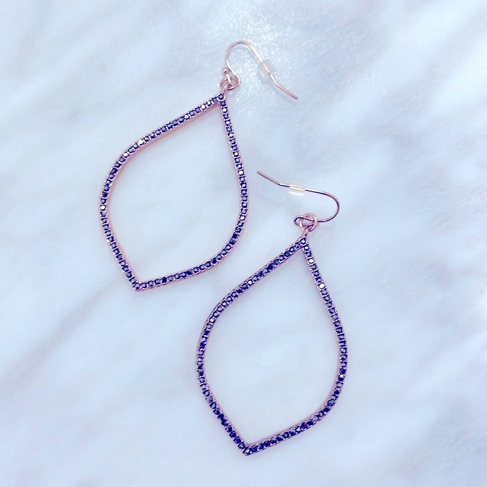 Rose Gold Sparkly Pave Dangly Earrings NEW